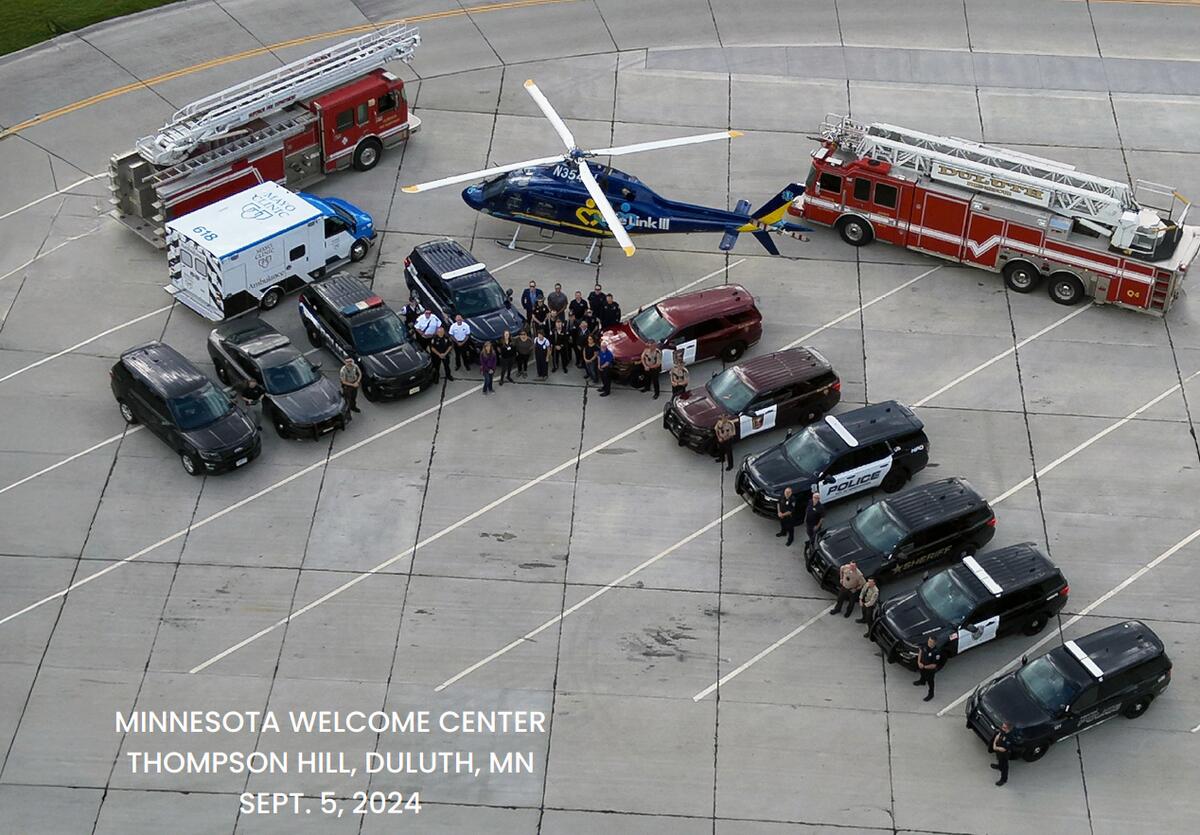 Law enforcement and fire and rescue vehicles from NE MN partner organizations